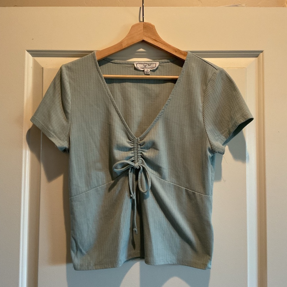 Hippie Rose Short Sleeve Ruched Top - Sage